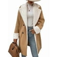 thumbnail image 1 of Abrigos de Invierno de Larga con Solapa Forrada para Mujer, Chaqueta Larga y Cálida con Doble Botonadura, Abrigo de Felpa. Caqui XL, 1 of 7