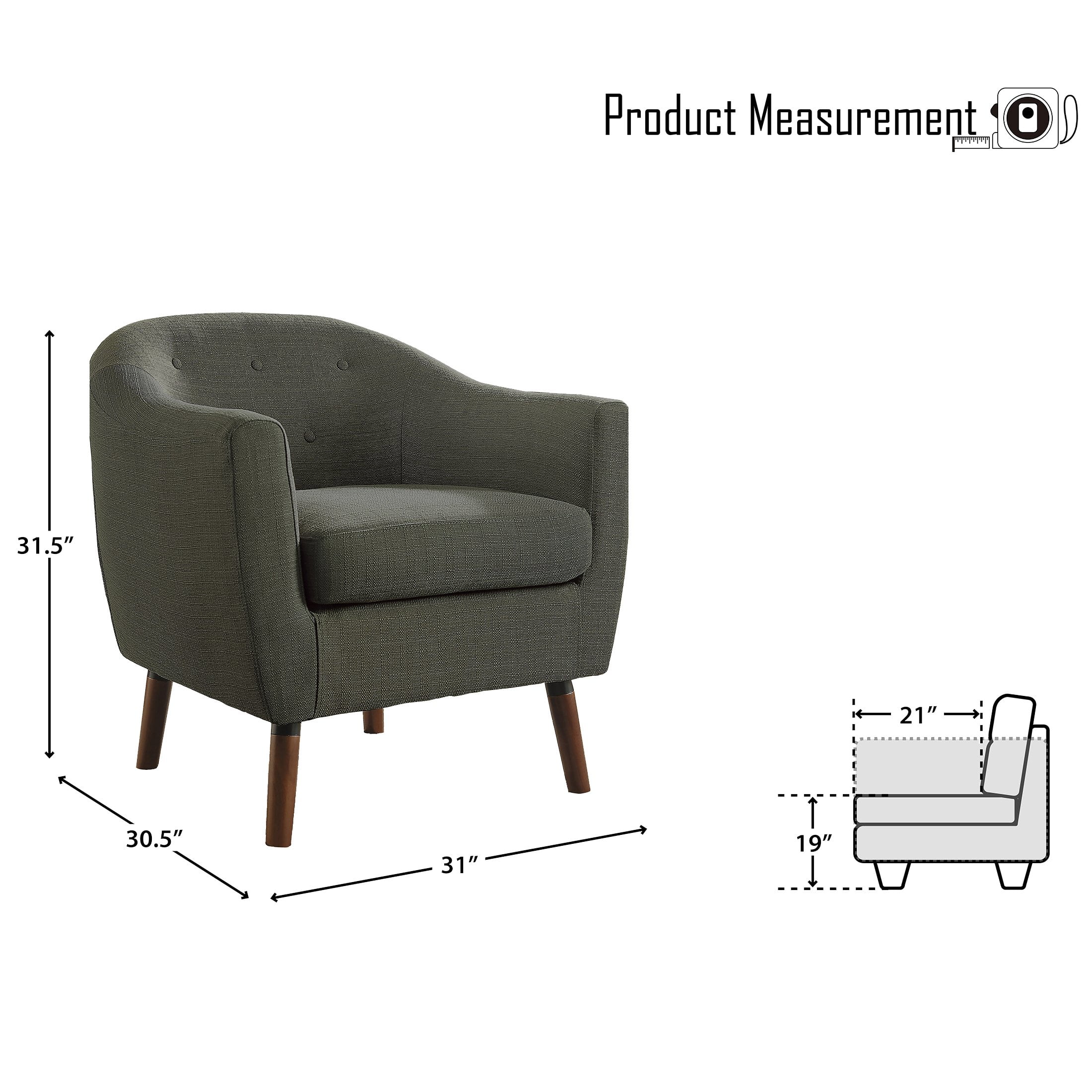 OakvillePark Vesper Fabric Upholstered Accent Chair, Sage Gray