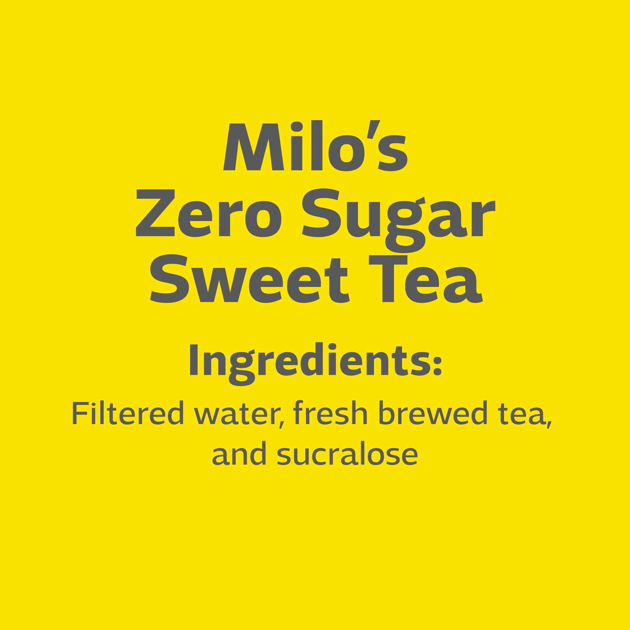 Milo's Zero Sugar Sweet Tea, Refrigerated Iced Tea, 128 fl oz Gallon, No Preservatives, Brewed Fresh Daily