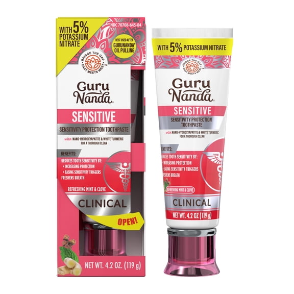 GuruNanda Sensitive Nano-Hydroxyapatite Toothpaste, Fluoride-Free, Enamel Support, 4.2 oz