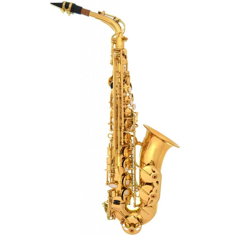 Lazarro 360-LQ Professional Lacquer Eb E Flat Alto Saxophone with 11 Reeds,  Case and Many Extras, Gold