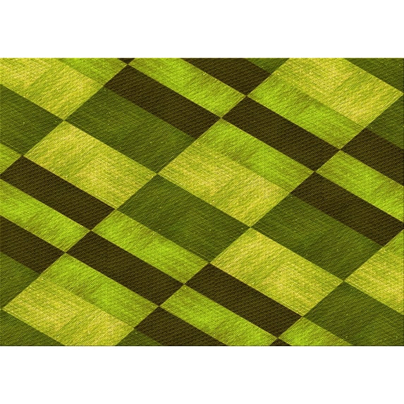 Ahgly Company Indoor Rectangle Patterned Acid Green Area Rugs, 2' x 5'