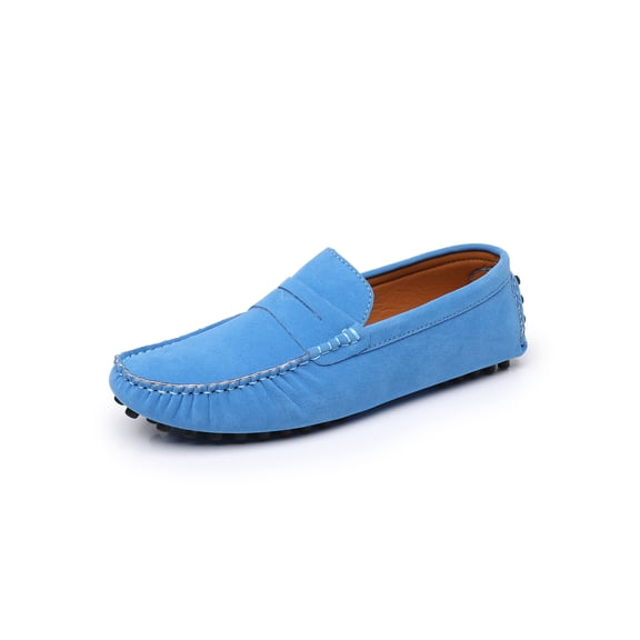 Bright Blue Suede Slip-On Driving Loafer Shoes