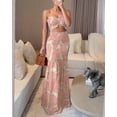 thumbnail image 3 of ChicMe Summer Dresses for Women Floral Printed Strapless Ruched Ruffle Hem Bodycon Party Vacation Dress Pink-M, 3 of 8