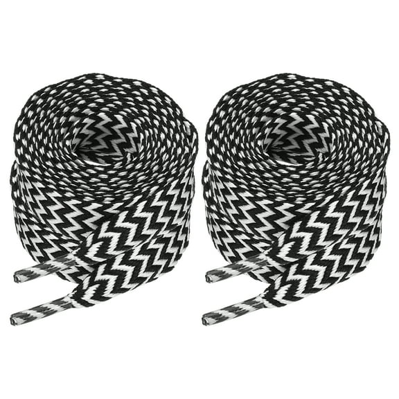 Uxcell 2 Pair Fat Shoe Laces, 47 Inch Athletic Shoelaces, Thick Fat Shoe Laces for Sneakers Running Men Women, Black/White