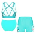 thumbnail image 2 of YUUMIN 3 Pcs Tankini for Girls Floral Bikini Crop Top Brief with Ruffles Swim Shorts Bathing Suits Light Green 10, 2 of 5