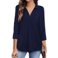 thumbnail image 4 of Blusa plisada, dobladillo curvo, color puro para el trabajo de la vida diaria para mujeres ANGGREK GD1711, 4 of 6