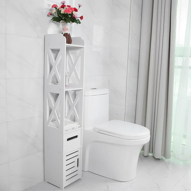 EBTOOLS Tall Shelf Wooden Floor Standing Bathroom Storage Organizer Space Saver