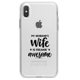 thumbnail image 1 of DistinctInk Clear Shockproof Hybrid Case for iPhone XS Max (6.5" Screen) - TPU Bumper Acrylic Back Tempered Glass Screen Protector - My Husband's Wife is Freaking Awesome, 1 of 5
