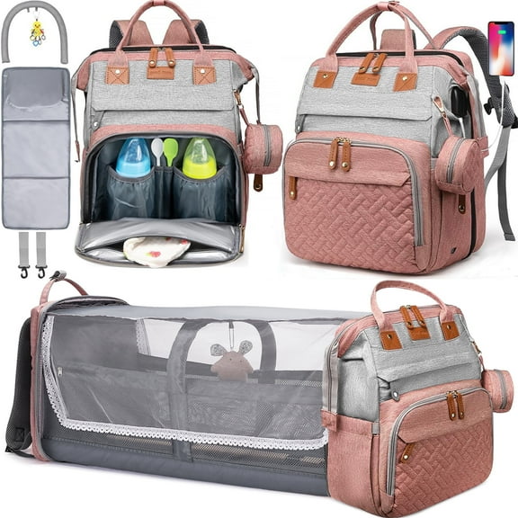 Anoak Baby Diaper Bag Backpack with Changing Station, Large Capacity Baby Bag, Waterproof Travel Backpack with USB Charging Port, Stroller Straps , Baby Shower Gifts