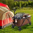 thumbnail image 2 of Spaco Garden Wagon, Garden Cart,Collapsible Folding Wagon Cart with Adjustable Handlebar-Coffee, 2 of 10