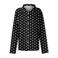 thumbnail image 3 of UTSJKR Women's Button Down Shirts Polka Dots Print Lapel Neck Blouses Vacation Loose Fit Flowy Basic Casual Tops Long Sleeve Tunic Tops 2024 Fashion Black M, 3 of 4