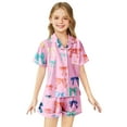 thumbnail image 2 of Girls Casual Bow Tie Printed Pajama Set Soft Comfortable Sleepwear Cute Kids Loungewear Two-Piece Outfit, 2 of 4