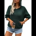 thumbnail image 3 of Suéter con Capucha Corta y Estampado de Estrellas para Mujer, Jersey de Punto con Bolsillo Tipo Canguro. Verde S, 3 of 9