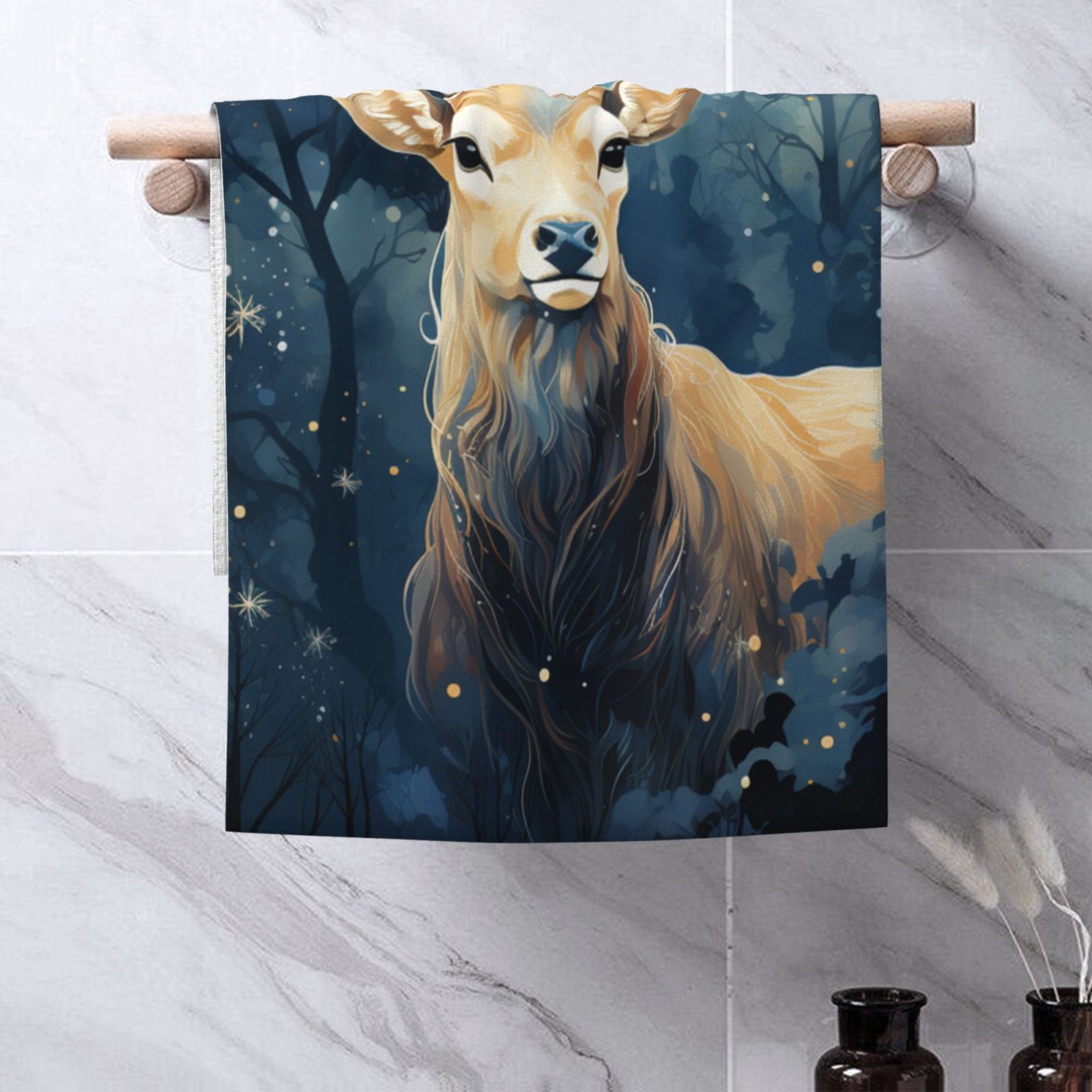 Antler Whitetail Deer Hunting Art 27.5" x 16" Ultra Soft Hand Towel, Face Wash Cloth for Bathroom, Gym, Travel, Pool