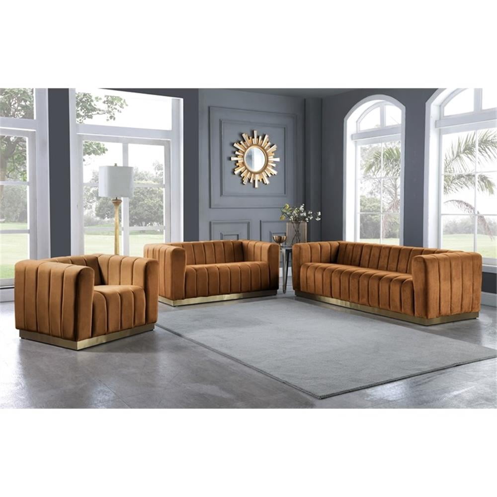 Meridian Furniture Marlon Saddle Velvet Sofa