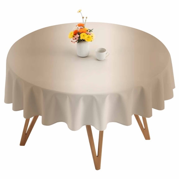 Khaki Gradient Round Tablecloth 54 inches Ombre Waterproof Oil-Proof Table Cloth Round Table Cover for Holiday Party Picnic Dinner Decor Indoor and Outdoor Use