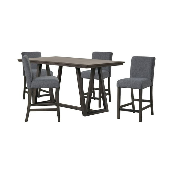 New Classic Furniture High Line 5-piece Wood Counter Table Set in Gray