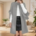 thumbnail image 2 of FRSASU Women's Winter Button Long Woolen Coat Solid Color Casual Wool Blend Trench Coat Jacket Gray, 2 of 3