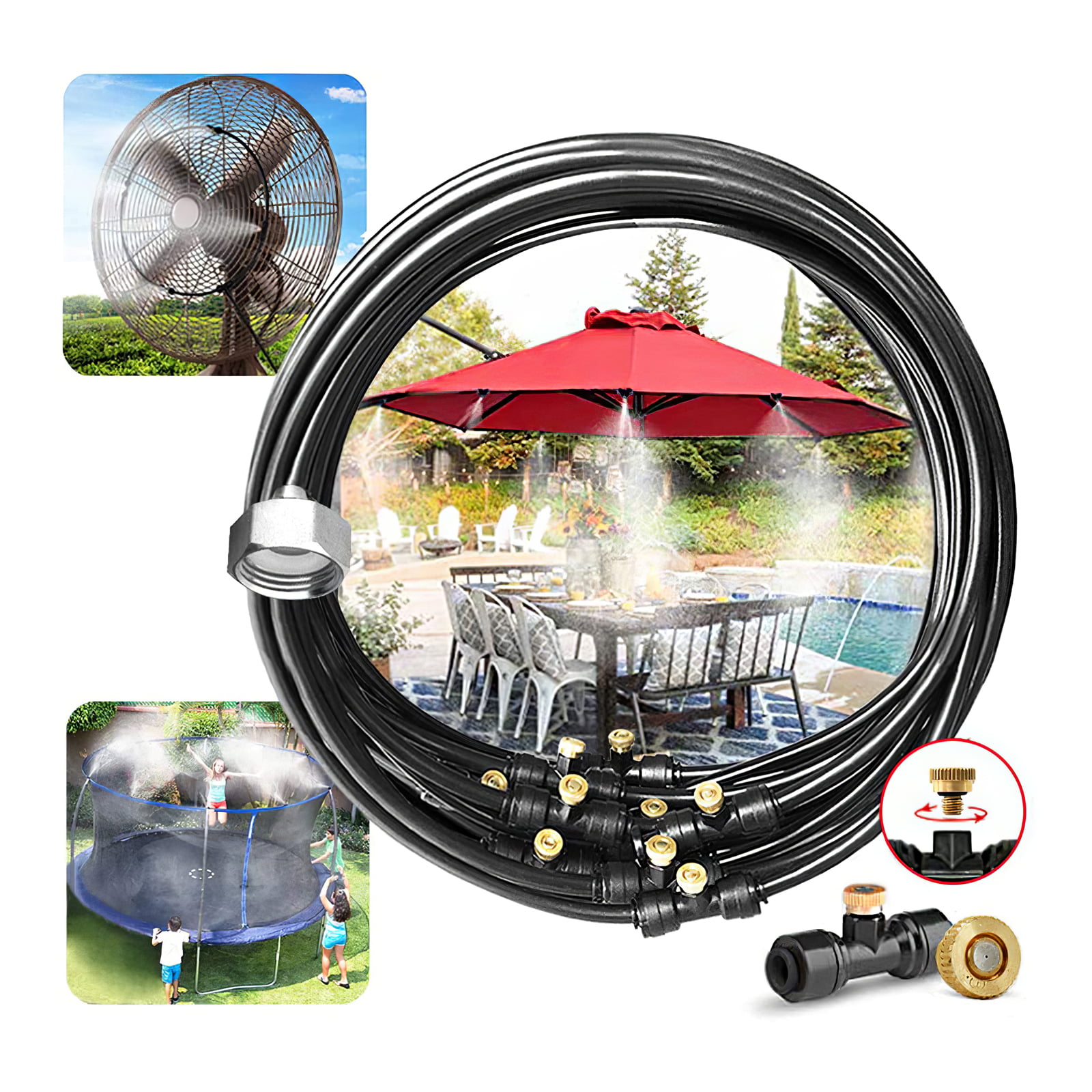 30ft Outdoor Misting System Fan Cooler Water Cooling Portable Patio Garden Kit 