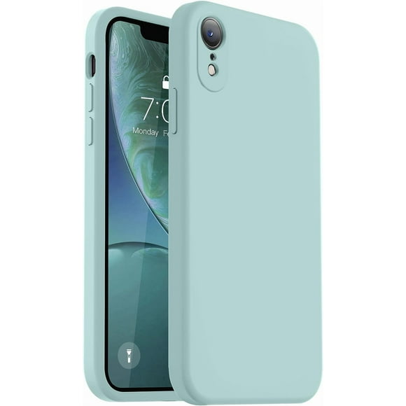 TEMOGU-Compatible with iPhone XR Case, Upgraded Liquid Silicone with [Flat Edges] [Camera Protection] [Soft Anti-Scratch Microfiber Lining] Phone Case for iPhone 10 XR 6.1 inch - Mint