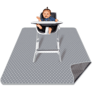 Alnoor USA Splat Mat for Under High Chair - Splash Mat - Anti-slip | Washable & Water Resistant | Polyester Material | Large Size 51" x 46"| Gray Color | Zippered Pouch