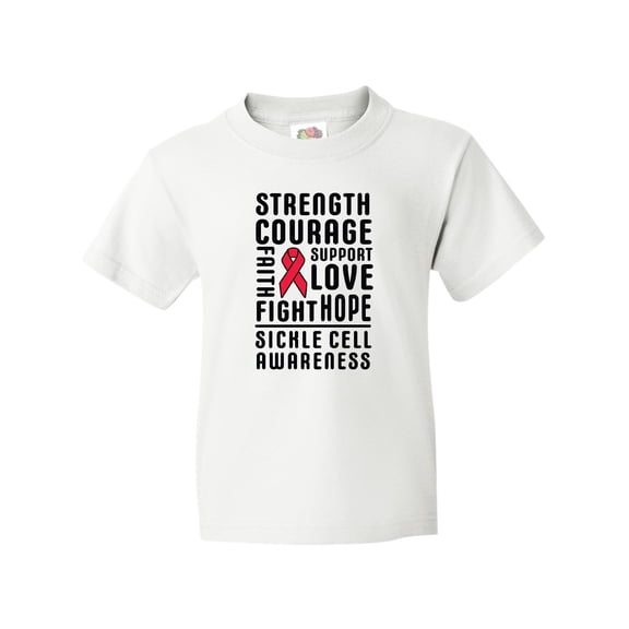Inktastic Sickle Cell Awareness Strength Courage and Support Youth T-Shirt