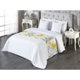 thumbnail image 3 of Citrus Bed Runner, Lemon Garden Scene with Floral and Leafy Braches on Sicilian Art Backdrop, Decorative Accent Bedding Scarf for Hotels Homes & Guest Rooms, King, Mustard Peacock Green, by Ambesonne, 3 of 3