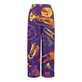 thumbnail image 3 of LWavelet Comfort Fabric Feather Bead Print Wide Leg Pants Women Mardi Gras Festive Wear Orange XXL, 3 of 5