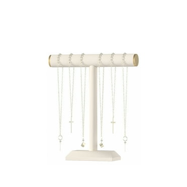 Julysky T-Bar Necklace Holder Stand,Necklace Display Stand for Selling,Necklace Organizer for Women,Necklace and Bracelet Hanger for Girls Jewelry Stand,Necklace Storage Stand,Necklace Tree（Beige）