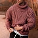 thumbnail image 2 of Suéter de punto de manga larga para exteriores cálido con cuello alto de invierno a la moda para hombre Pompotops  oipoqjl19361, 2 of 3