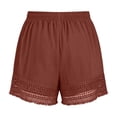 thumbnail image 7 of Women's High Waisted Lace Trim Shorts, Elastic Lightweight Summer Shorts with Fringe Hem and Pockets, Stylish Casual Flowy Shorts for Beach Vacation Daily Wear Brick Red S, 7 of 7