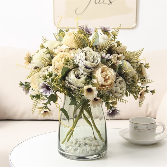 Noothes Artificial Peonies Peonies Bouquet Floral Centerpieces For Tables Peony Arrangement For Vase Wedding Centerpieces For Tables Indoor Home Decor