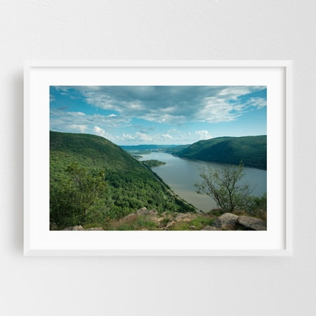 The Hudson from Breakneck Ridge 01 - Philipstown New York Photography White Framed Wall Art Print 12 x 18 inches