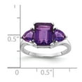 thumbnail image 3 of 14K White Gold Ring Band Gemstone Amethyst Trillion Purple center Stone Mounting Octagon Emerald, Size 5, 3 of 5
