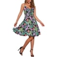 thumbnail image 4 of INSPIRE CHIC Women's Summer Sundress V Neck Tie Knot Front Swing Spaghetti Strap Midi Dresses L Black, 4 of 5