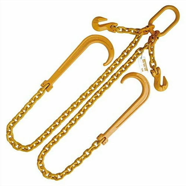 3/8"x4' Grade 80 Adjustable V Bridle J Hook Chain Tow Wrecker Chain WLL 12300 LBS