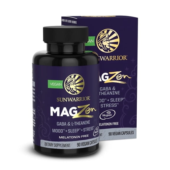Sunwarrior MagZen Magnesium Zen Capsules for Mood Support, Unflavored, 90 Count