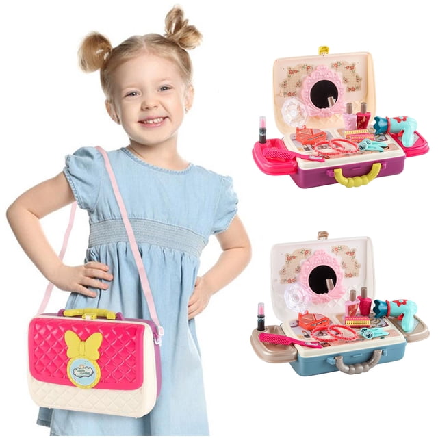 Sentmoon Jouets d'Extérieur pour Enfants de 4 à 8 Ans Jouets de Noël Portables et Adaptés au Voyage Commode pour Enfants Jouets Valise pour Filles Ensemble de Sac à Dos de Voyage Lavable Commode de Simulation Ensemble de Jouets Cadeau d'Anniversaire