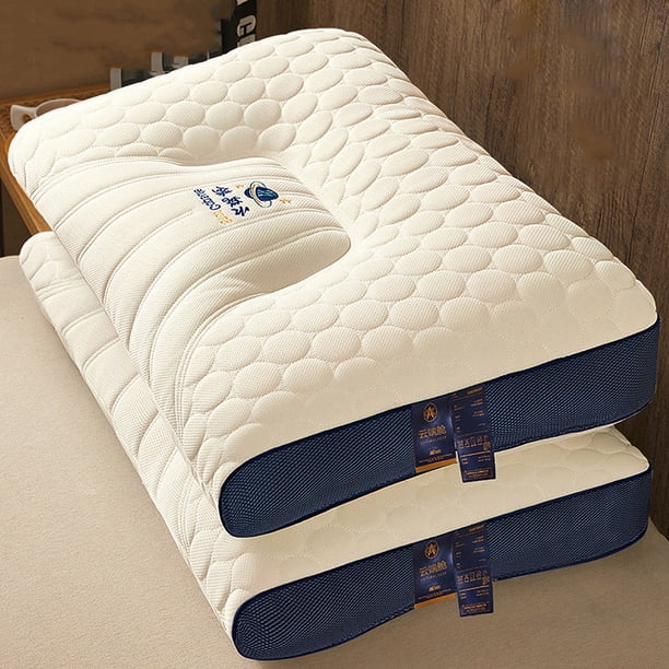 Almohada de caucho natural, Cervical ergonómica, Suave y firme, para estudiante, Dormitorio, Ayuda al sueño, Almohada ortopédica, Sin adhesivos, Duradera, para hogar\ Blahzhy