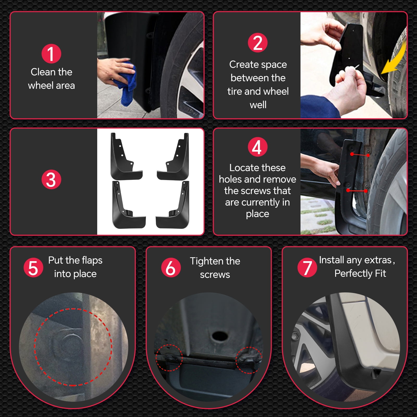 SPEEDWOW Mud Flaps Splash Guards 4PCS Front & Rear Side Mud Guards Compatible with Ford Edge ST Sport Utility, 2019-2020