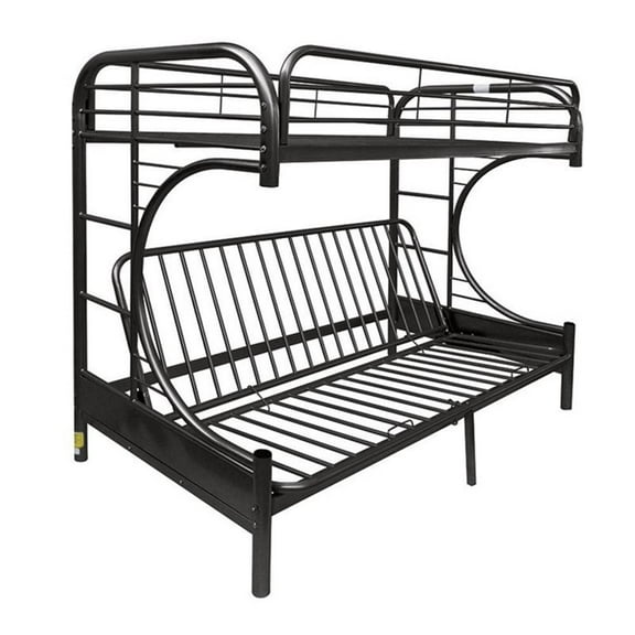 Pemberly Row Modern Twin-Over-Full Futon Metal Bunk Bed in Black
