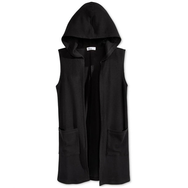Epic Threads Chaleco con capucha acanalado para niñas, negro, S (8) Epic Threads Chaleco