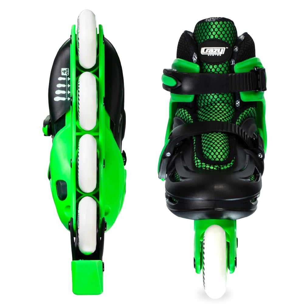 Crazy Skates Adjustable Inline Skates for Girls and Boys - Adjust to fit 4 Sizes