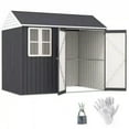 thumbnail image 2 of Canddidliike 8' x 6' Metal Garden Storage Shed, Extra Large Outdoor Tool Storage House w/ Doors, Window and Air Vents, Dark Gray, 2 of 11