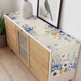 thumbnail image 4 of Blue Flowers Table Runner - 108 Inch Long, Kitchen Dining Table Runner Dresser Scarves, Eucalyptus Farmhouse Floral Butterfly Farmhouse Decor for Coffee Tables Wedding Party Banquet, 4 of 8