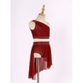 thumbnail image 4 of Riismen Kids Girls Lyrical Dance Dress Crop Tops with Skirt Leotard Ballet Dance Outfits Ballroom Dancewear Burgundy 8, 4 of 6