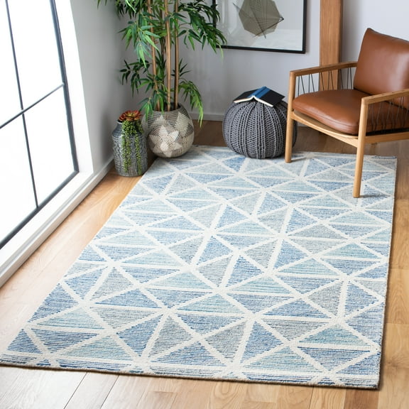SAFAVIEH Abstract Hayleigh Geometric Area Rug, Ivory/Blue, 5' x 8'