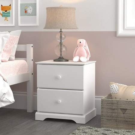 HH2Home Campbell Wood 2-Drawer Kids Nightstand White