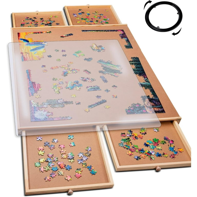MOZOOSON Jigsaw Board 1500 stuks puzzels, opvouwbaar puzzelbord, puzzelaccessoires om te verplaatsen en op te bergen, puzzelopbergbord 95 x 65 cm (8 sorteerladen